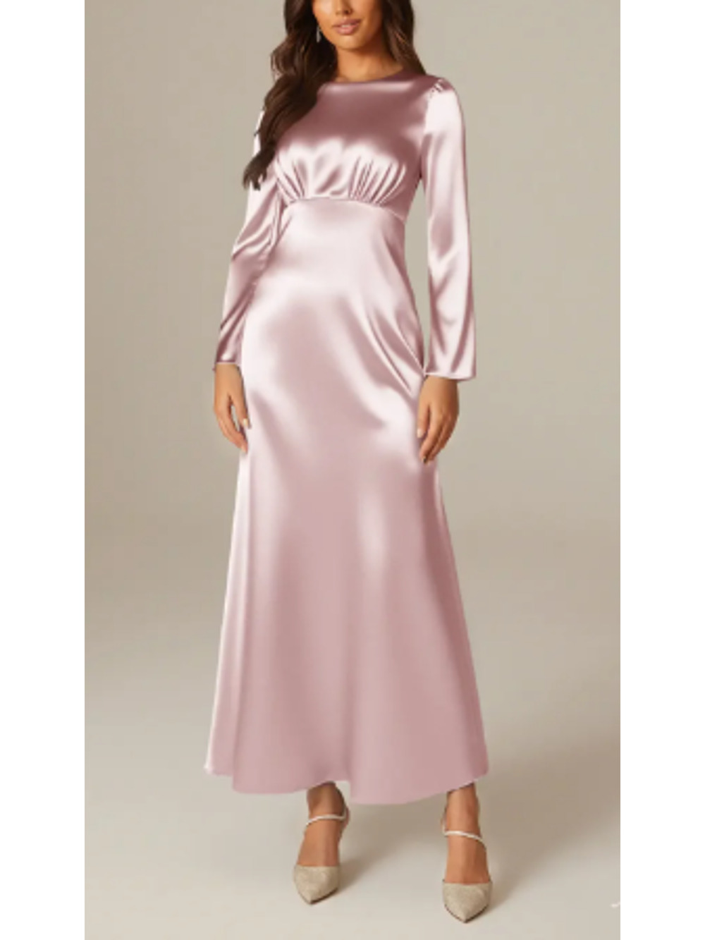 AW BRIDAL 6 S pearl pink Ginevra satin crystal bridesmaid maxi dress NEW 0b10
